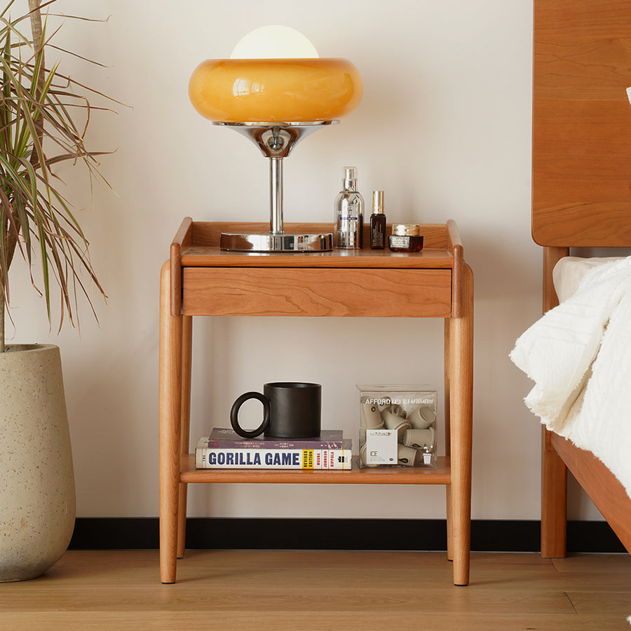 Cherry wood nightstand with drawers
