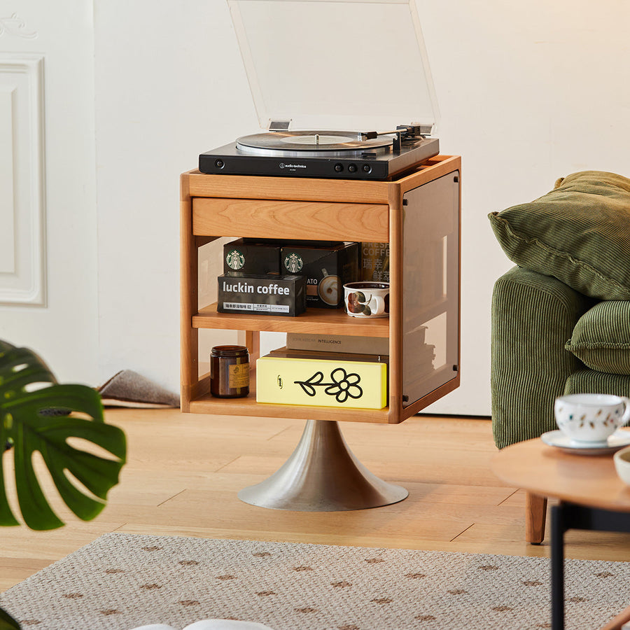 Cherry wood rotating side cabinet
