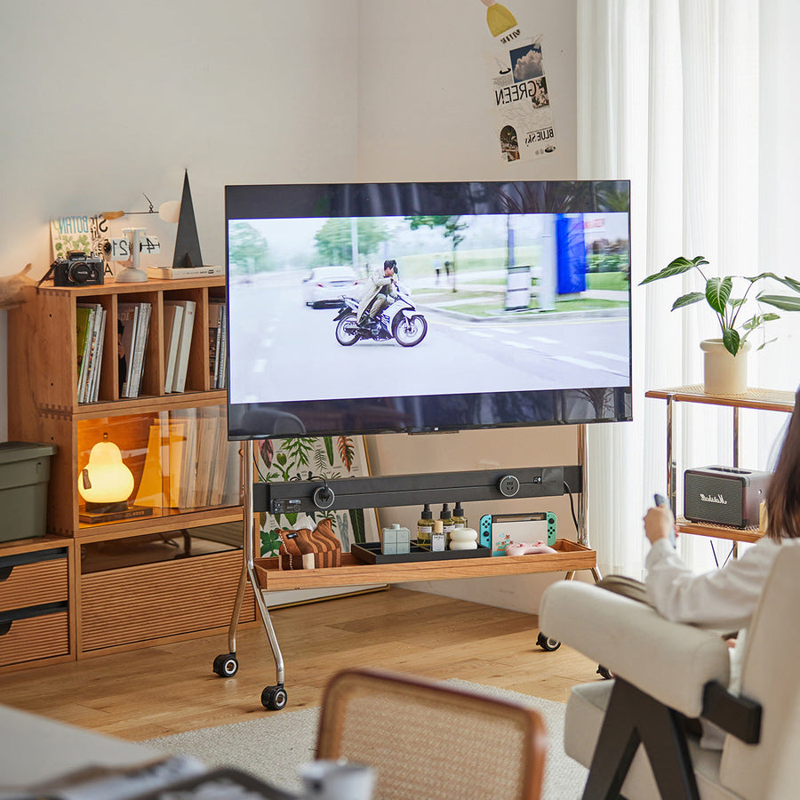 Cherry wood adjustable TV stand