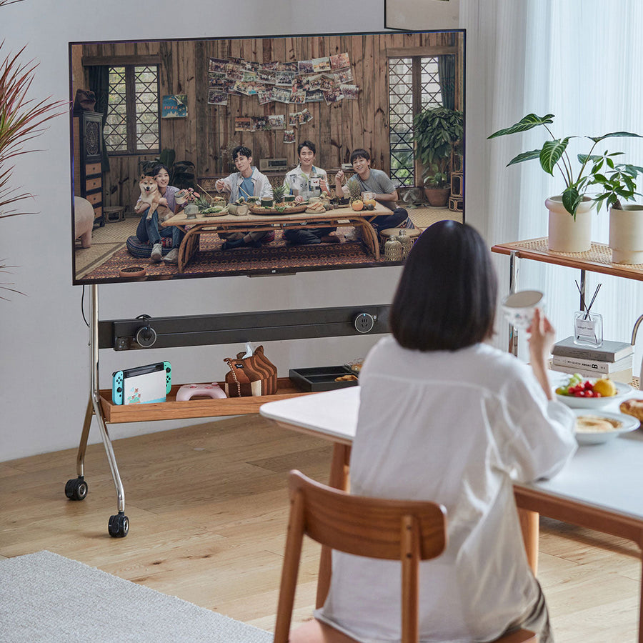 Cherry wood adjustable TV stand