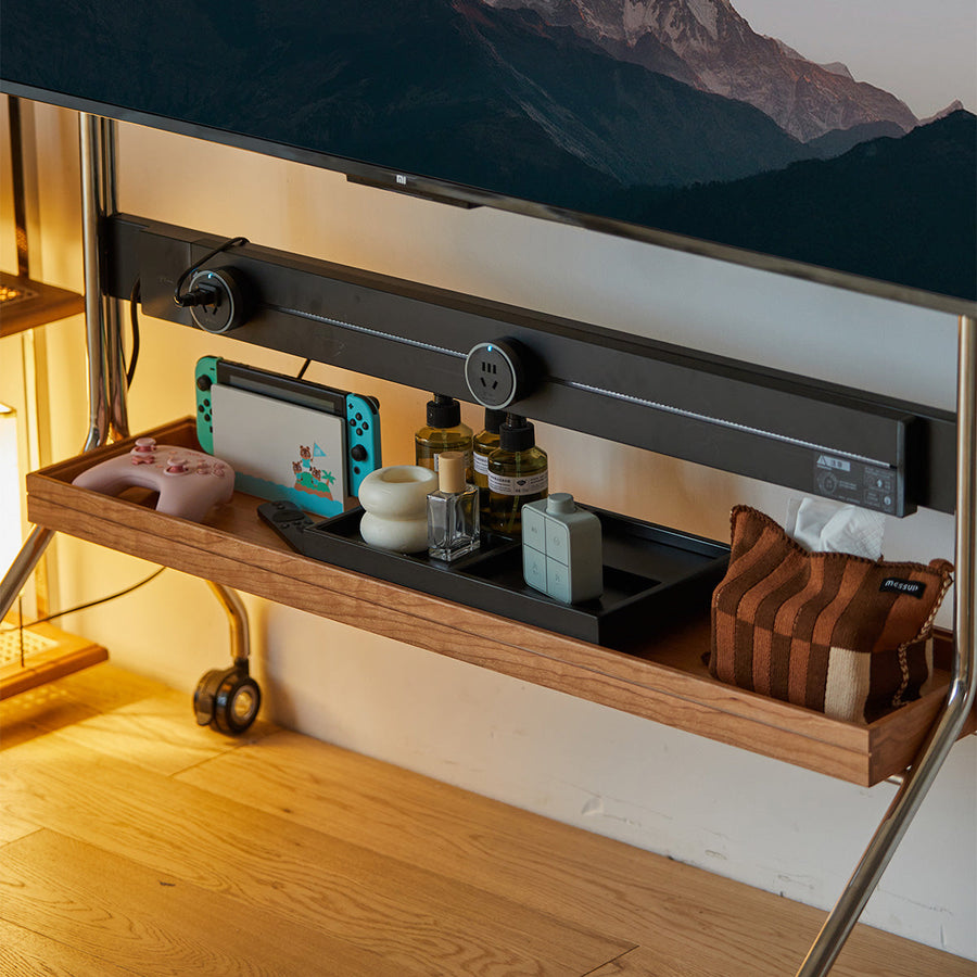 Cherry wood adjustable TV stand