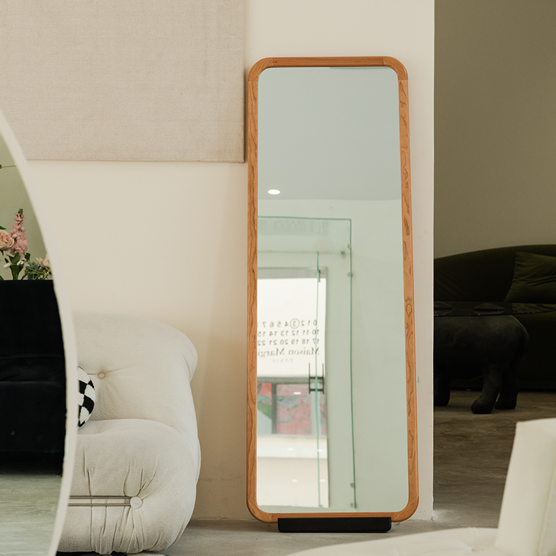 Cherry wood standing mirror