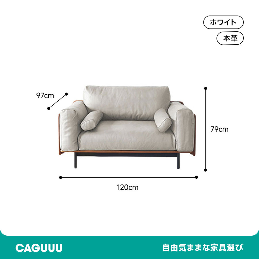 Wood frame genuine leather green cushion sofa