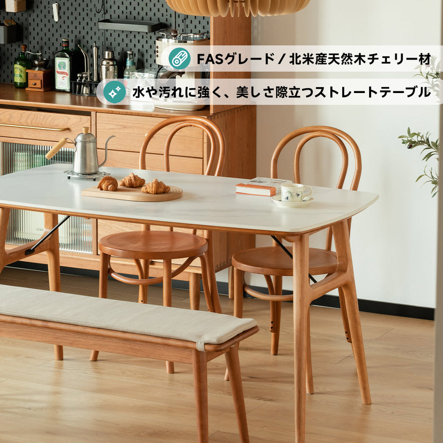 Marble-look ceramic rounded corner dining table