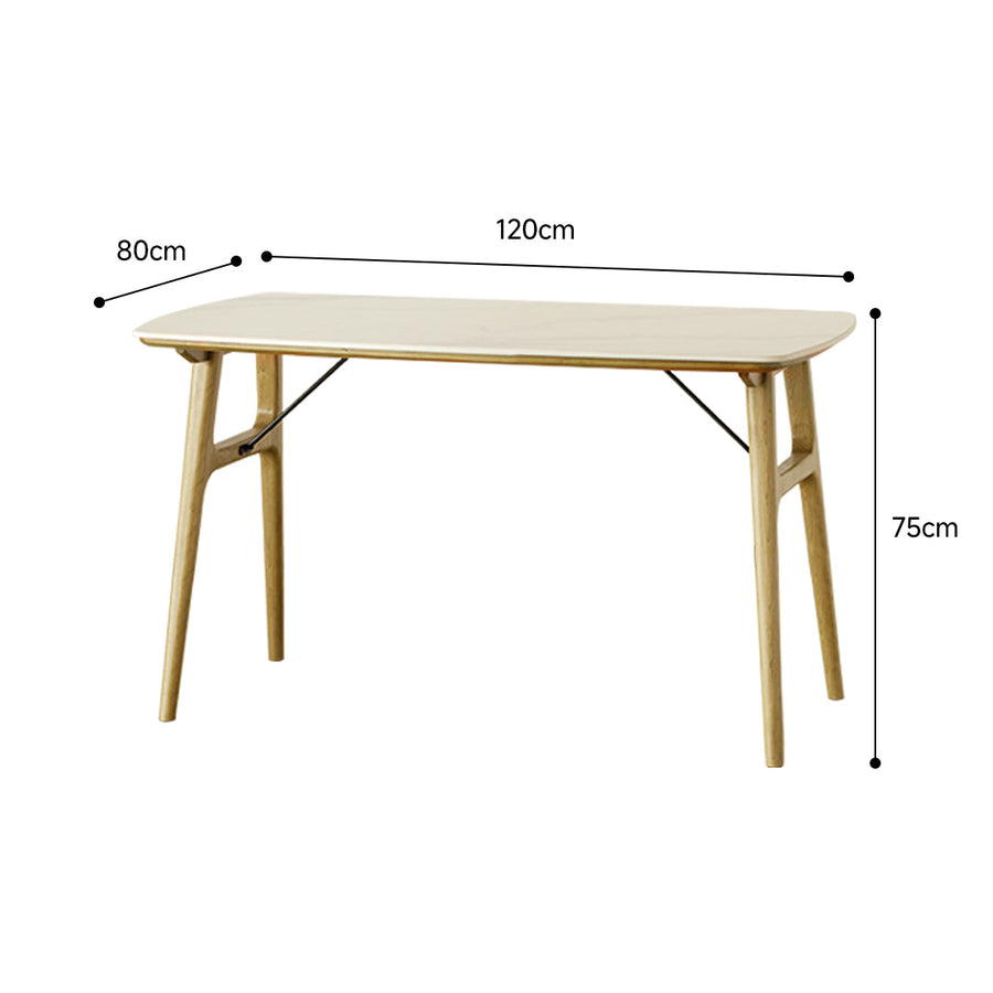Marble-look ceramic rounded corner dining table