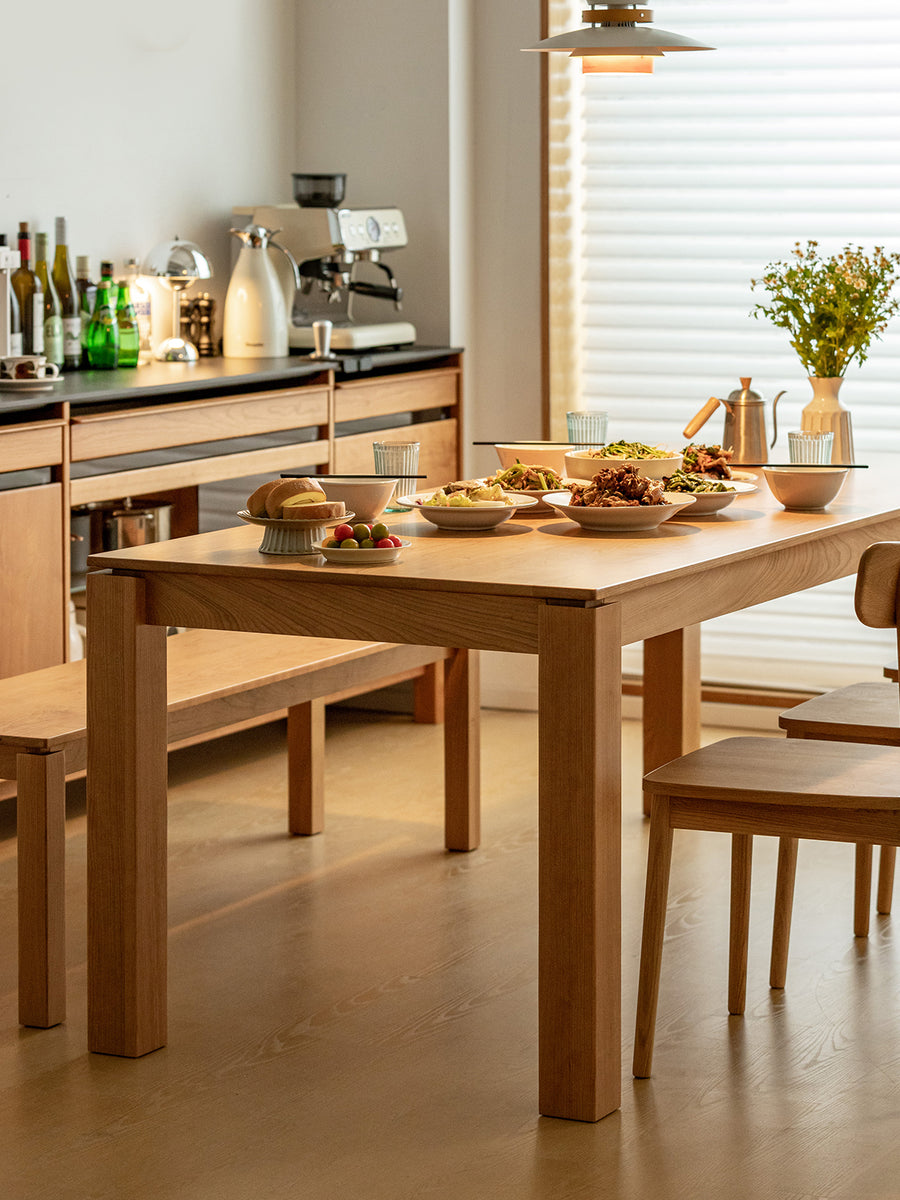 Cherry wood wide dining table