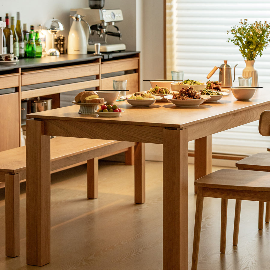 Cherry wood wide dining table