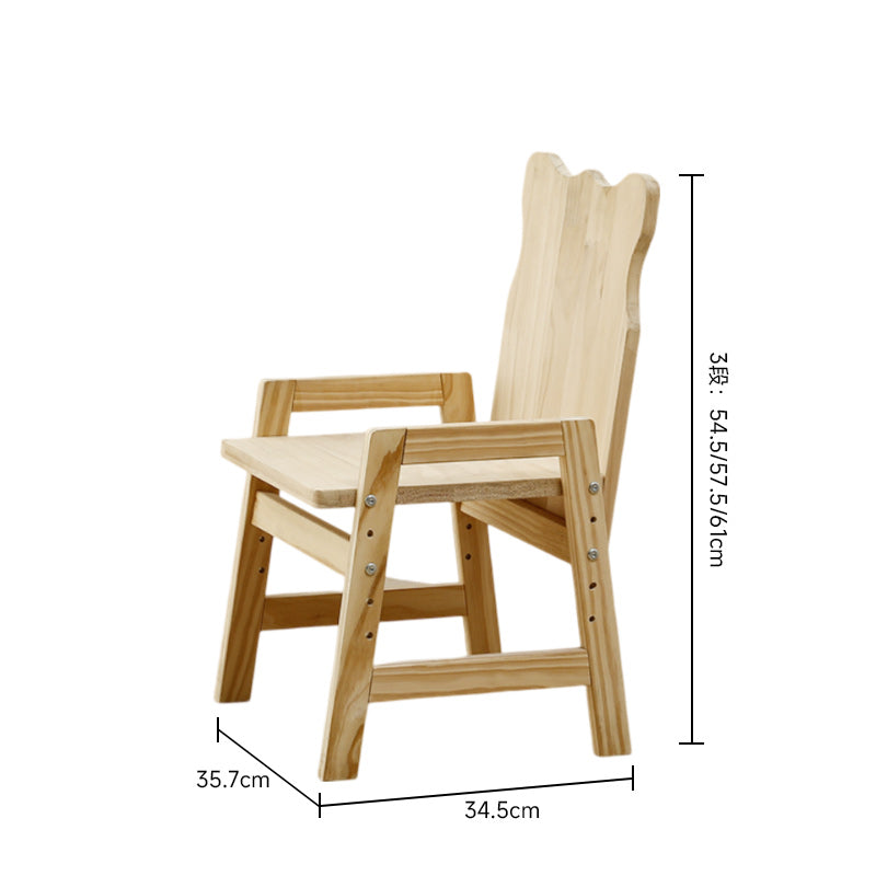 Natural wood height adjustable drawing table and chair