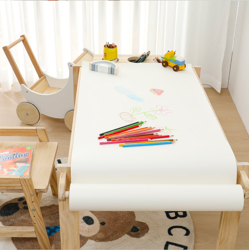 Height-adjustable drawing table and chair with storage