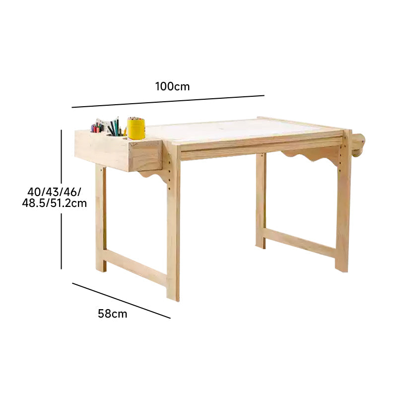 Height-adjustable drawing table and chair with storage
