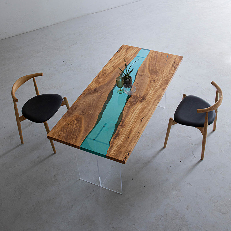 Solid olive river table top