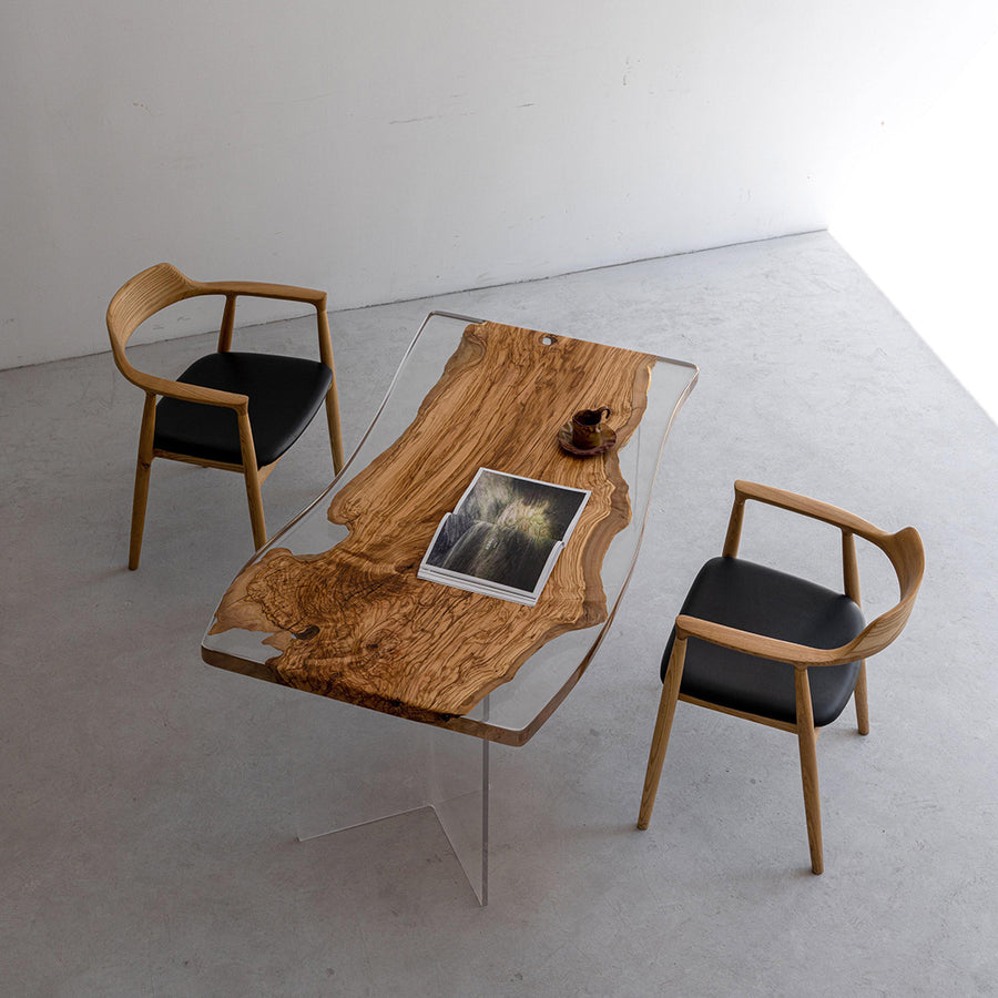 Solid olive wood clear table top