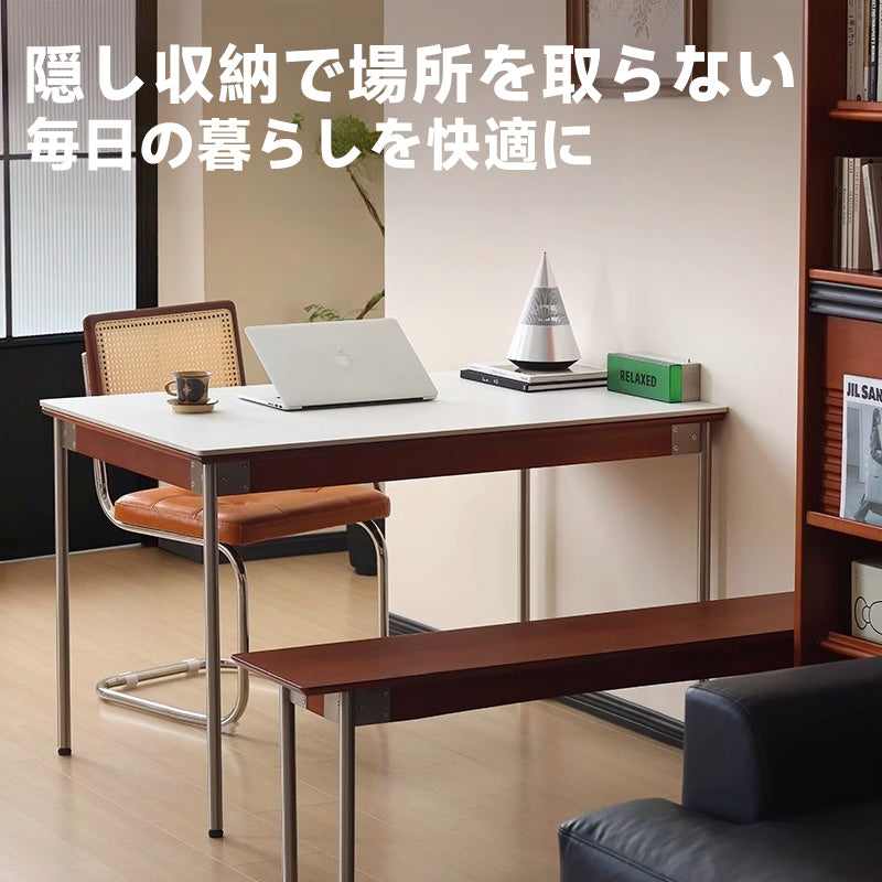 ツゲ材 伸縮式スレートダイニングテーブル