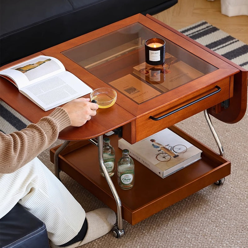 Boxwood folding table with castors