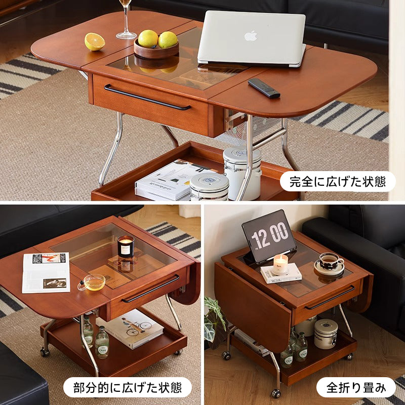 Boxwood folding table with castors