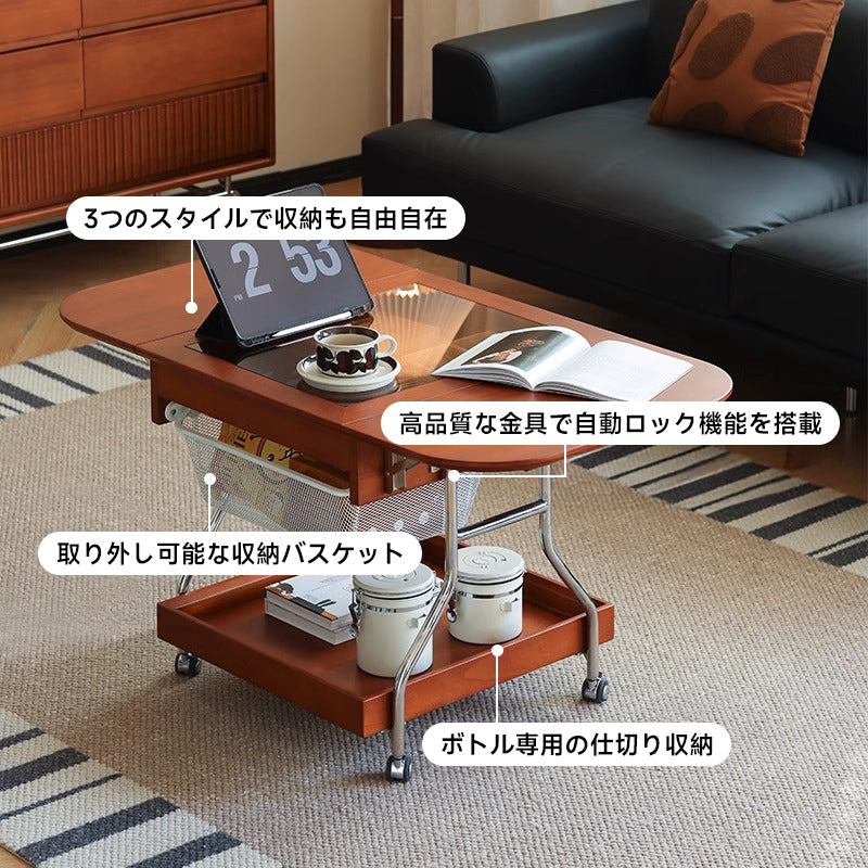 Boxwood folding table with castors