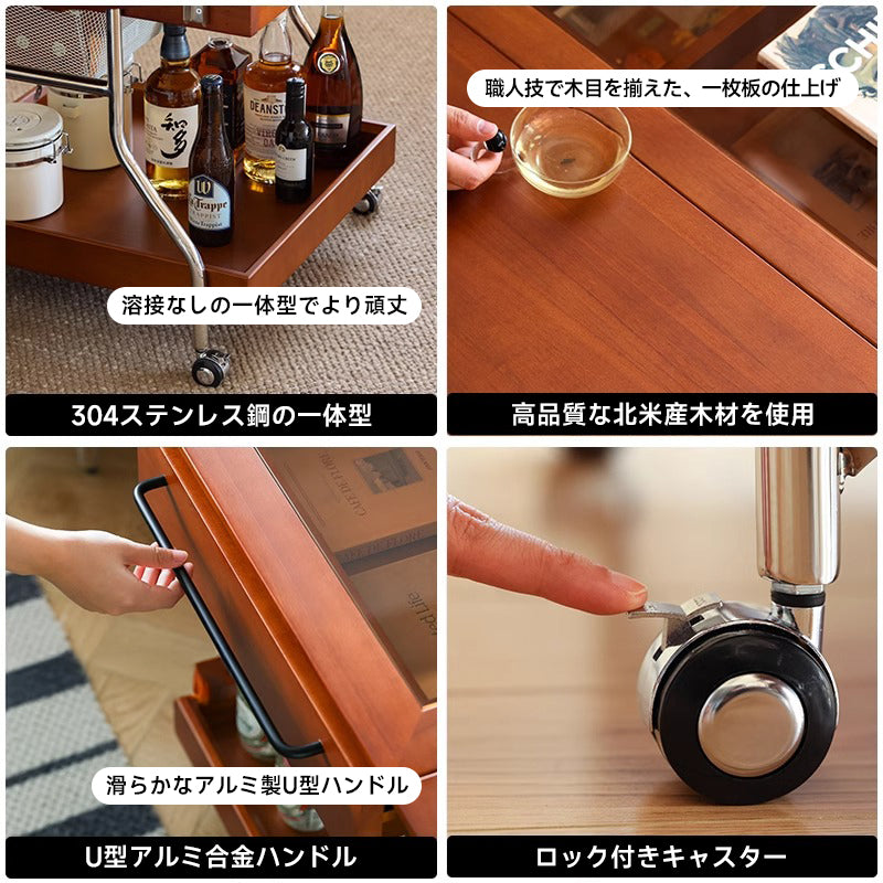 Boxwood folding table with castors
