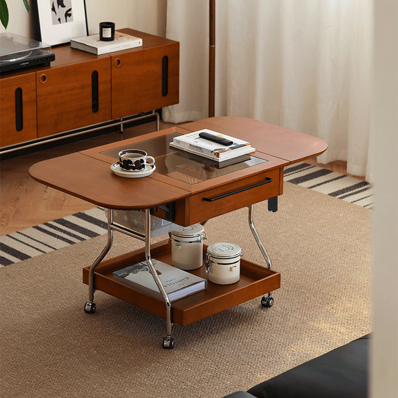 Boxwood folding table with castors
