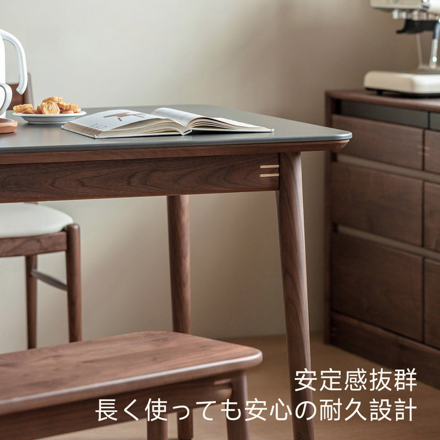 Walnut wood single ceramic top dining table
