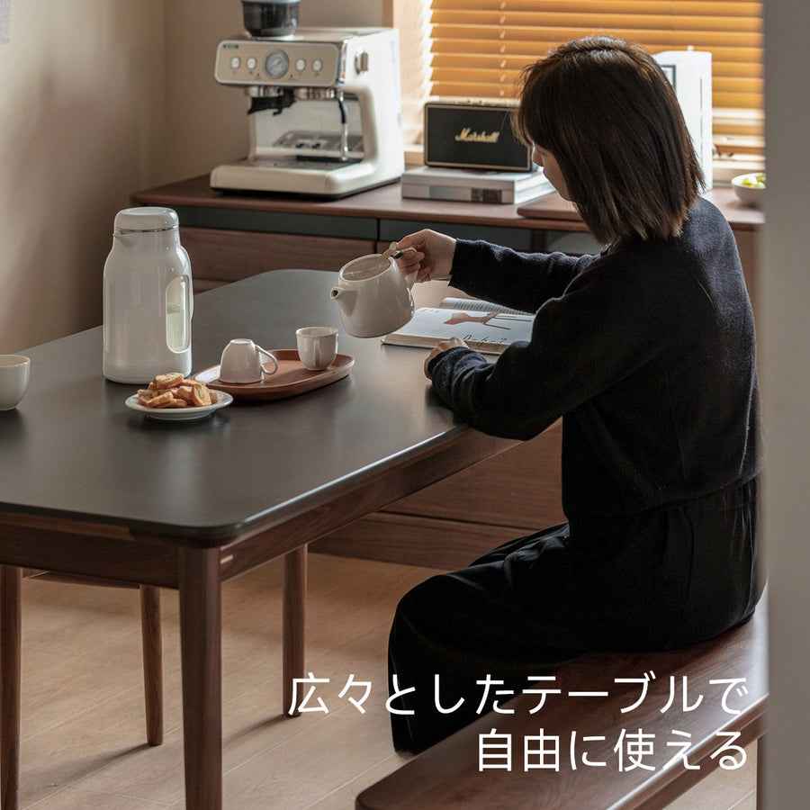 Walnut wood single ceramic top dining table