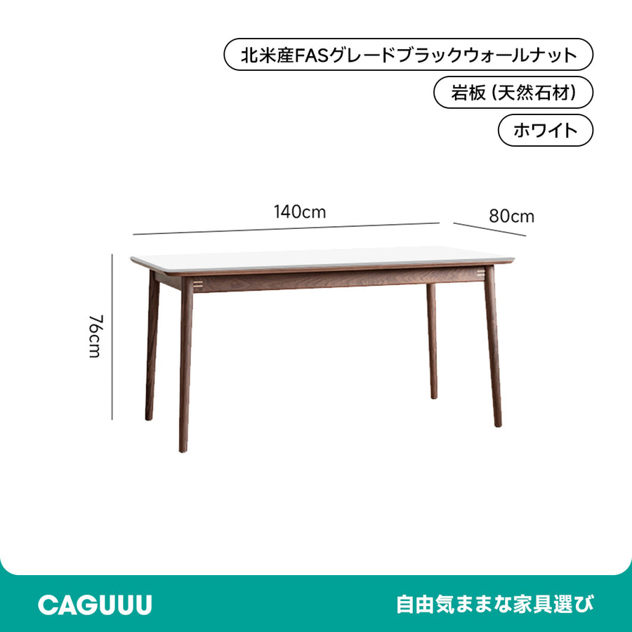 Walnut wood single ceramic top dining table