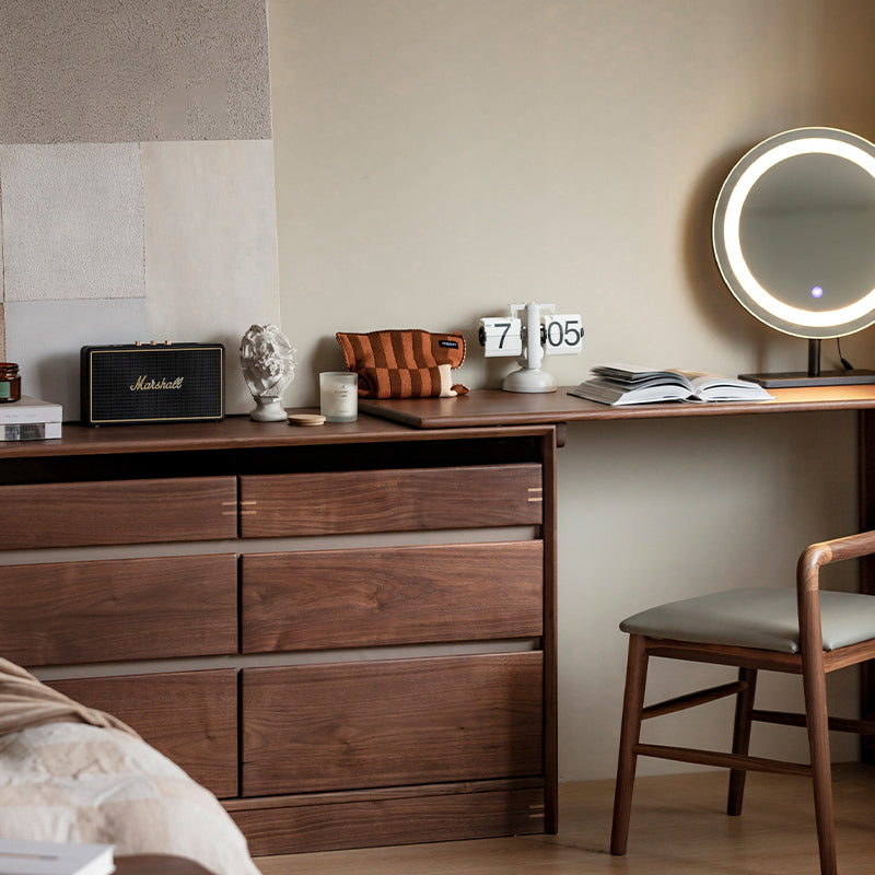 Walnut wood extendable dresser with chest