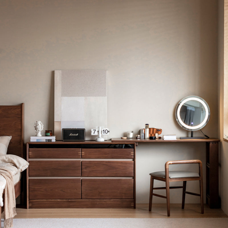 Walnut wood extendable dresser with chest