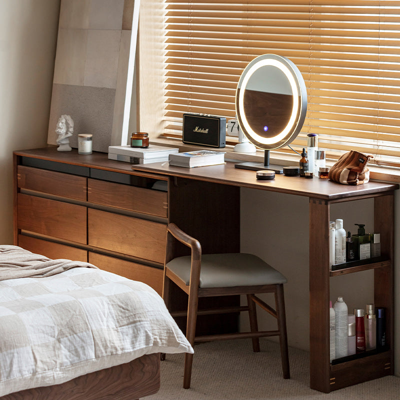 Walnut wood extendable dresser with chest