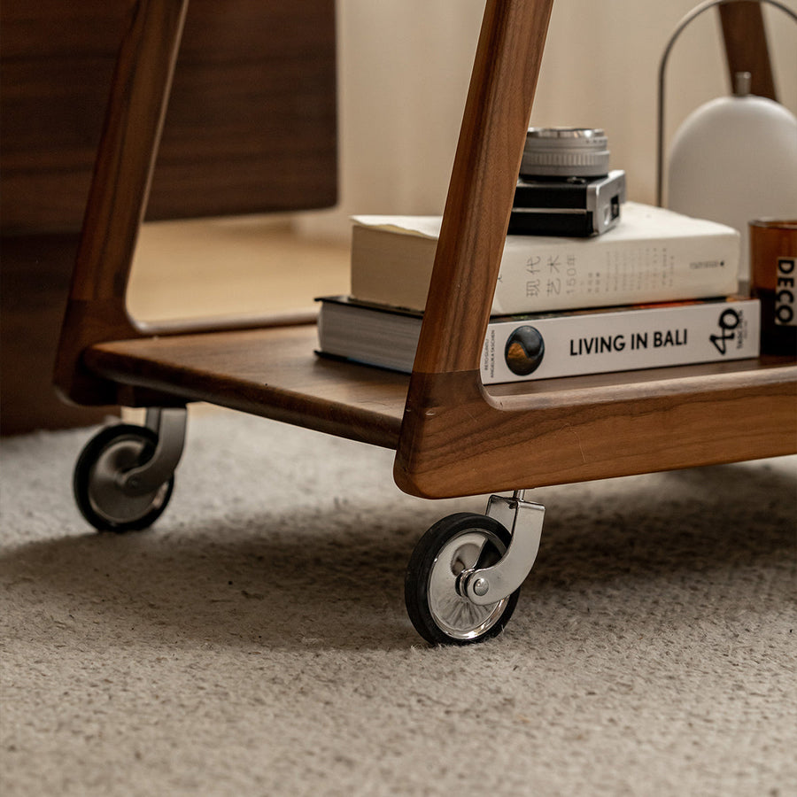 Walnut wood Natural wood side wagon with casters