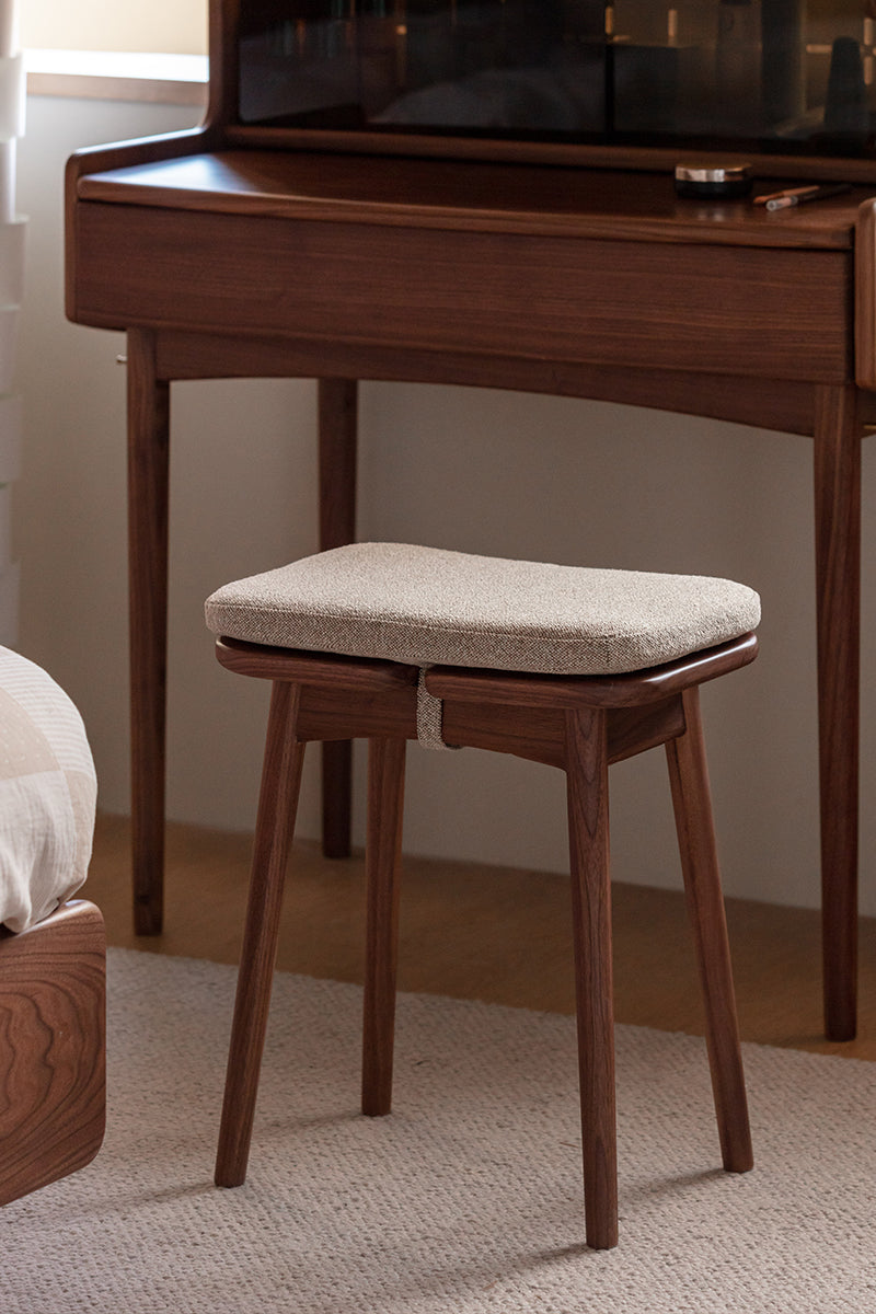Walnut retro dresser stool
