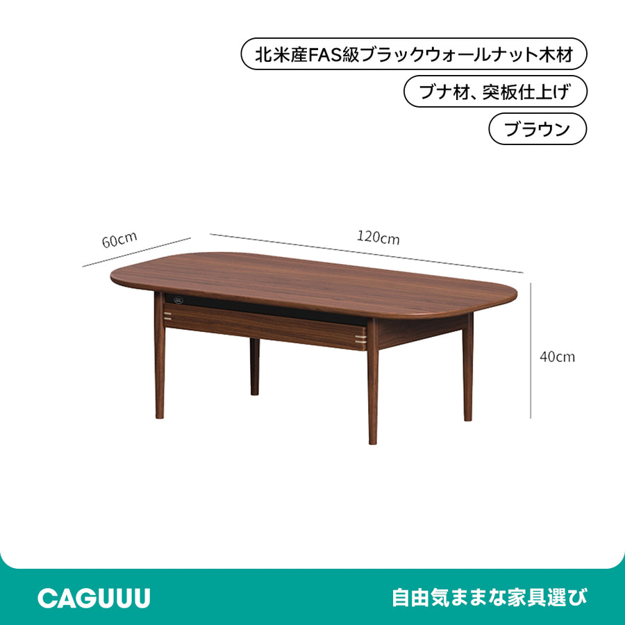 ウォールナット材 収納引き出し付きセンターテーブル