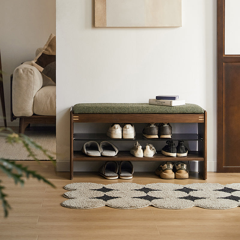 Walnut wood natural wood entrance shoe rack