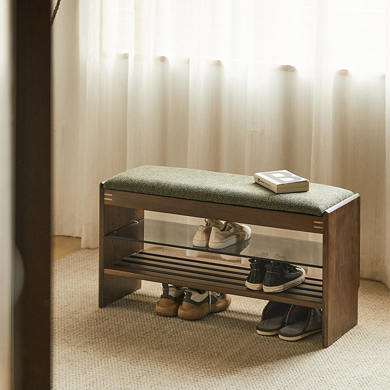 Walnut wood natural wood entrance shoe rack