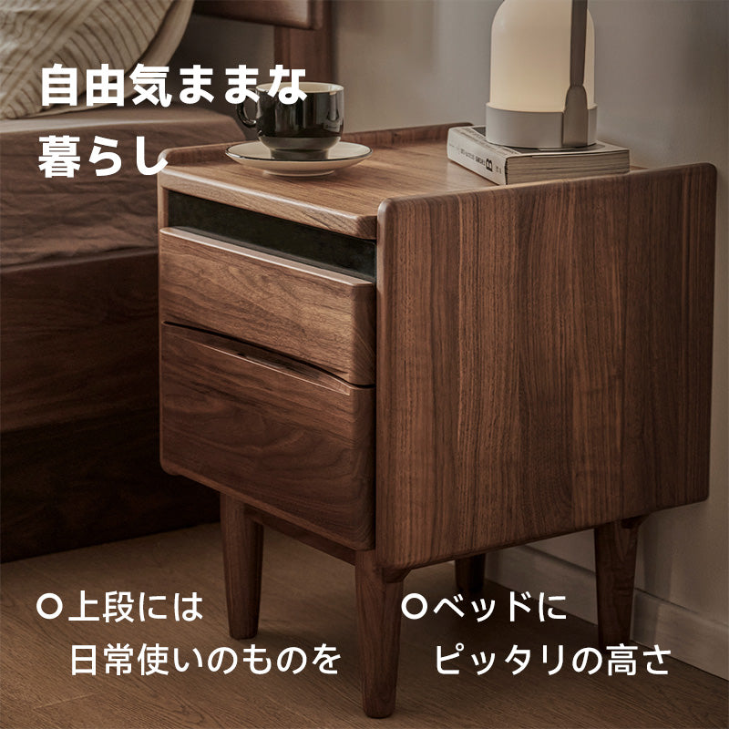 Walnut wood Nordic style natural wood bedside table