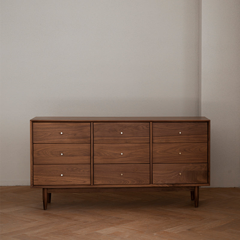 Walnut material Scandinavian style wooden 9 compartment cabinet