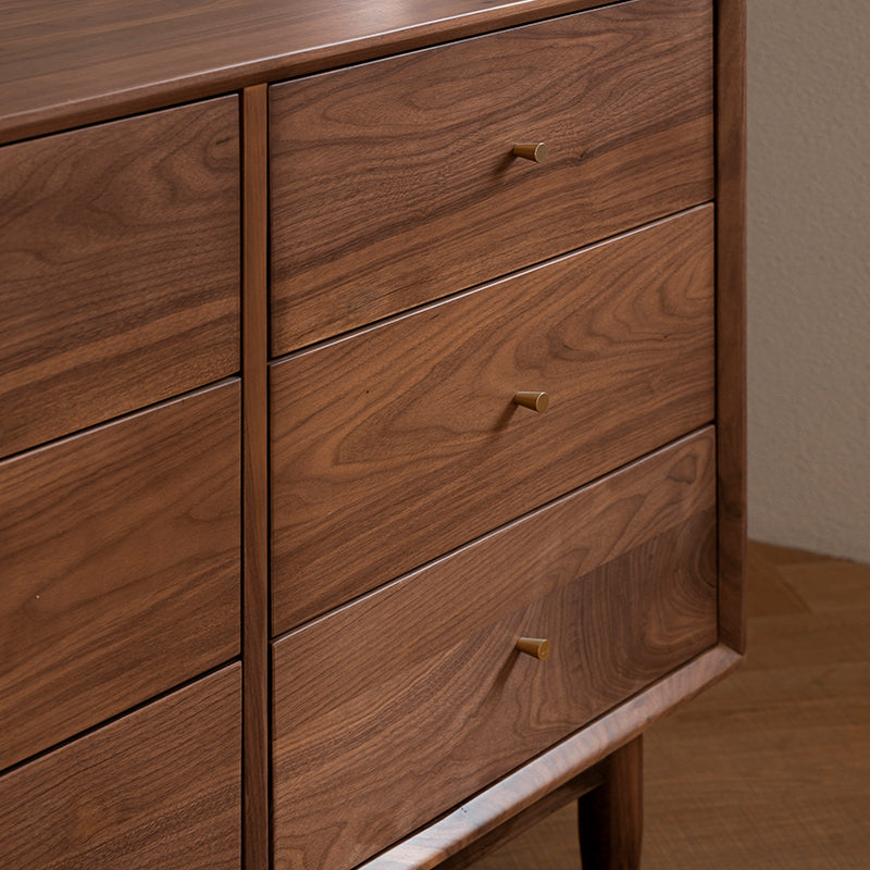 Walnut material Scandinavian style wooden 9 compartment cabinet