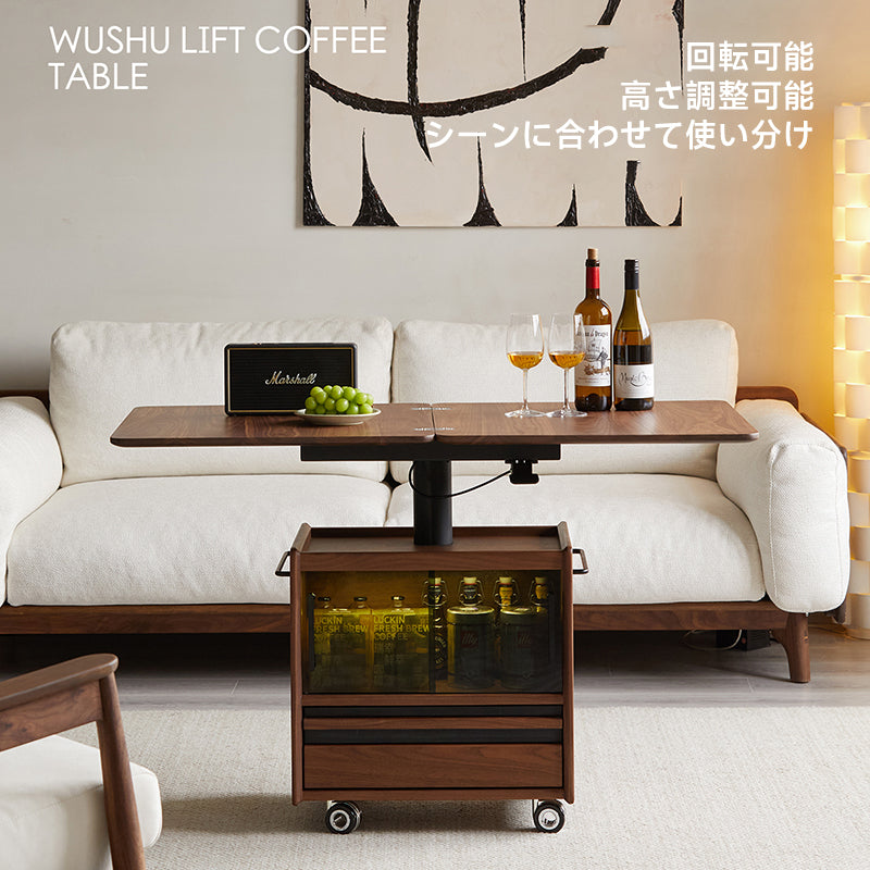 Walnut wood extendable swivel carry side table