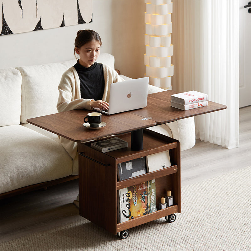 Walnut wood extendable swivel carry side table