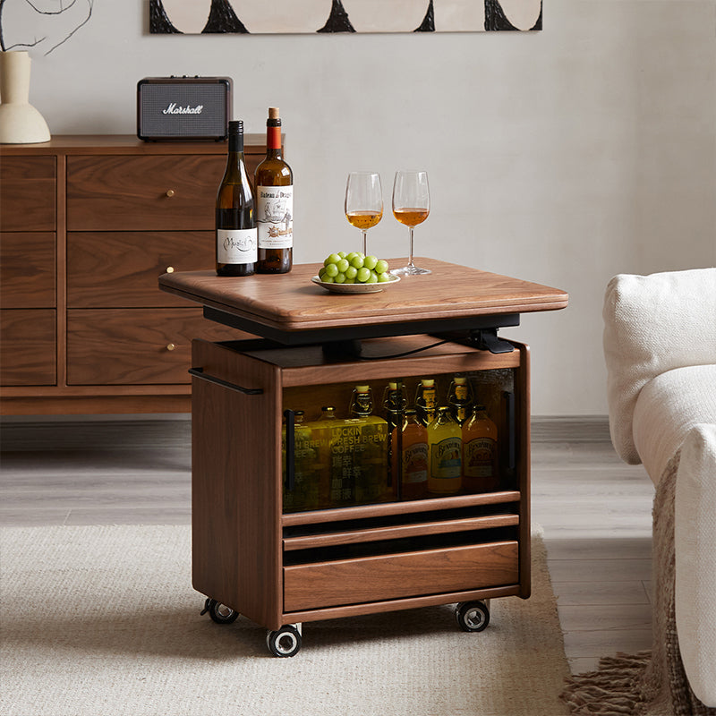 Walnut wood extendable swivel carry side table