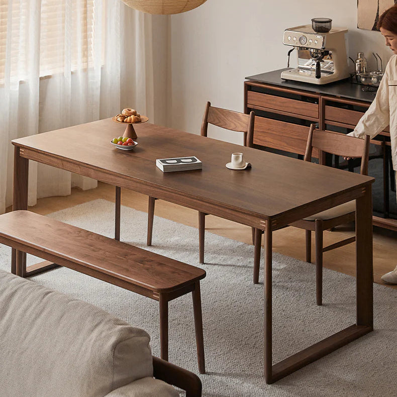 Walnut wood natural style wooden dining table