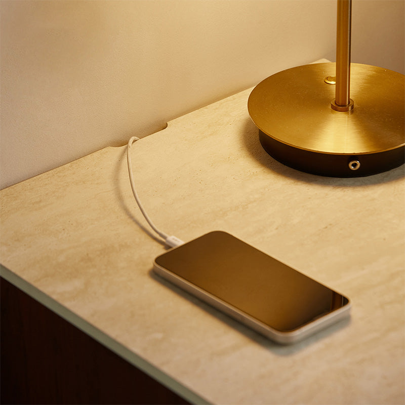 Walnut marble bedside table