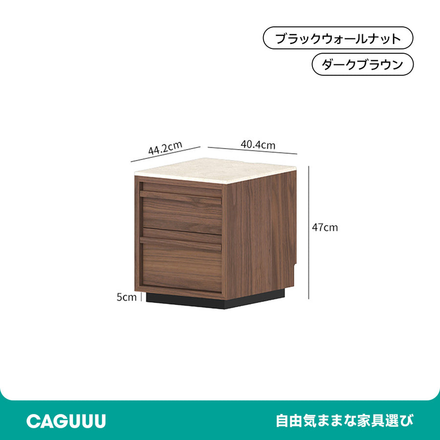 Walnut marble bedside table