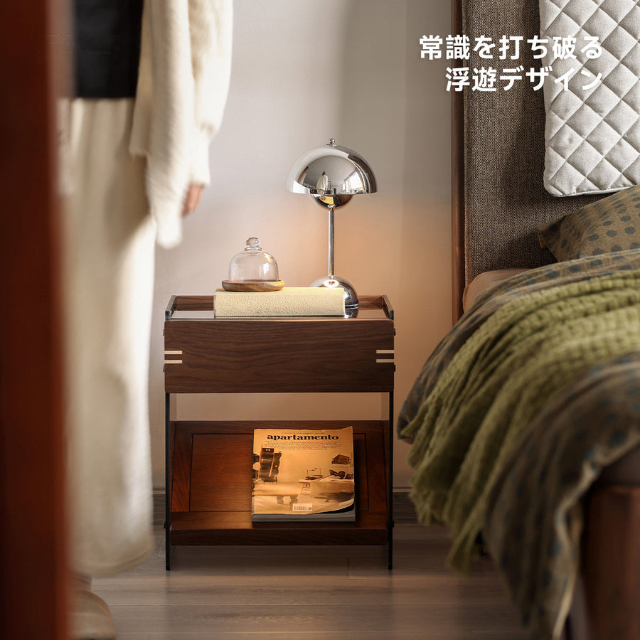 Walnut wood floating design night table