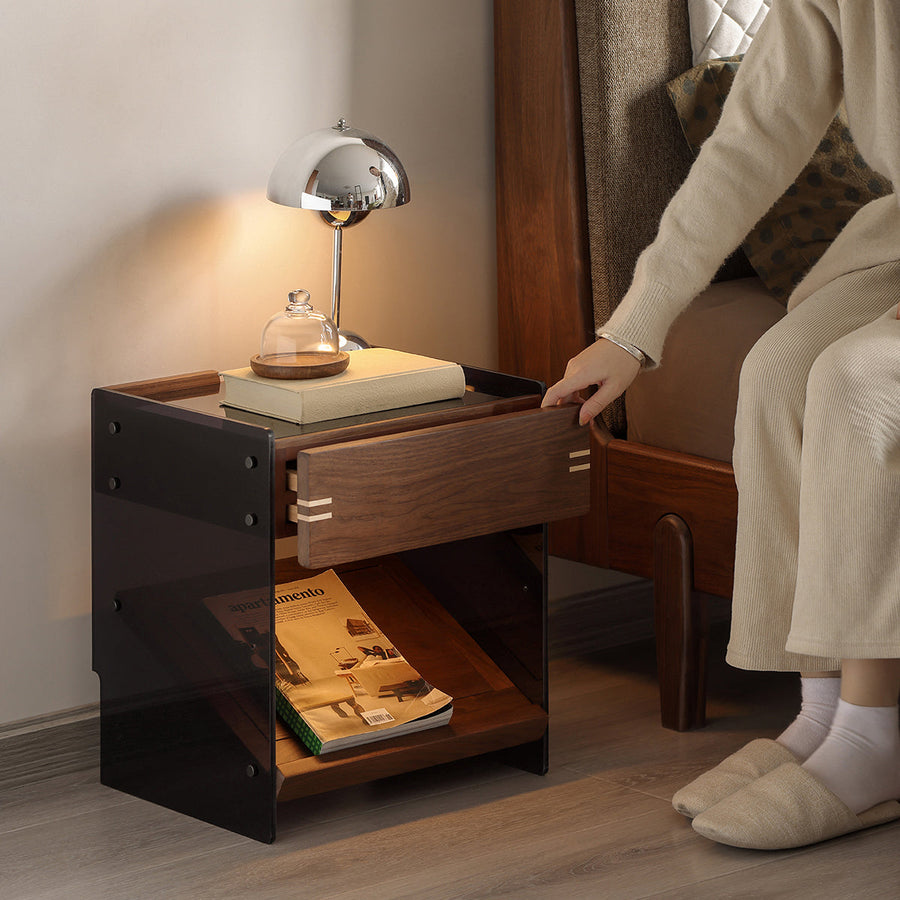 Walnut wood floating design night table