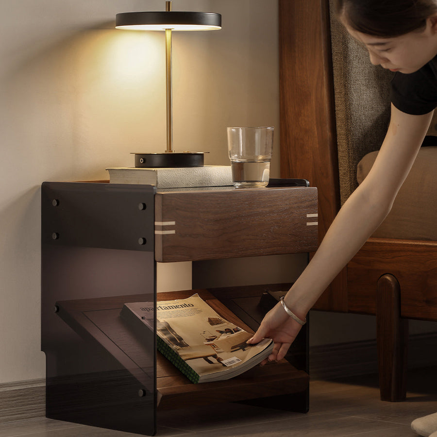Walnut wood floating design night table