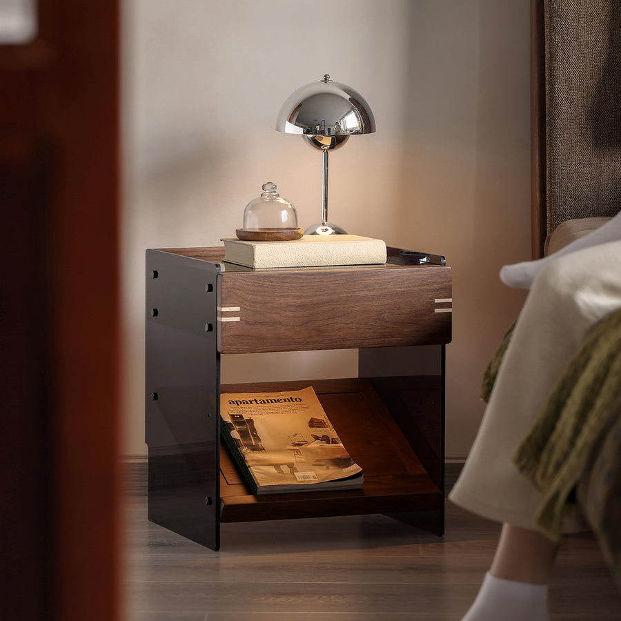 Walnut wood floating design night table