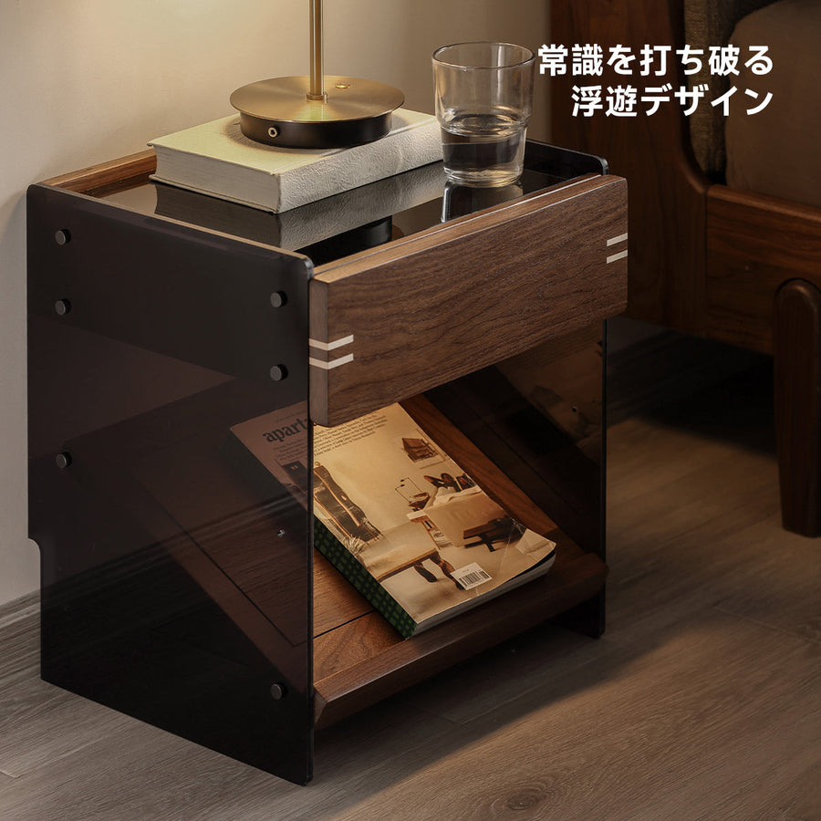 Walnut wood floating design night table