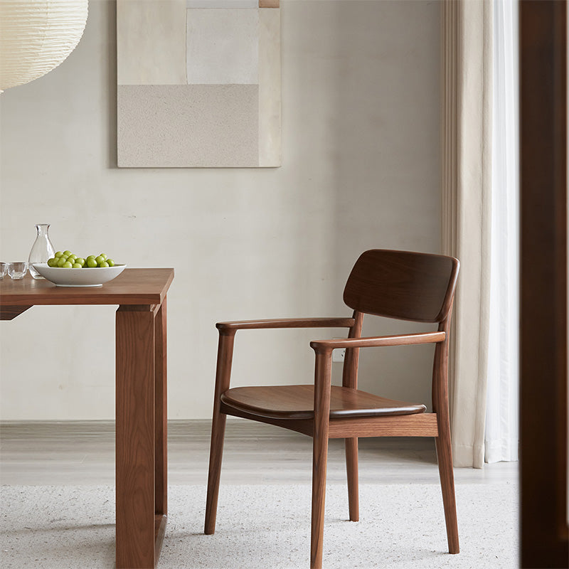 Walnut Scandinavian style wooden armchair