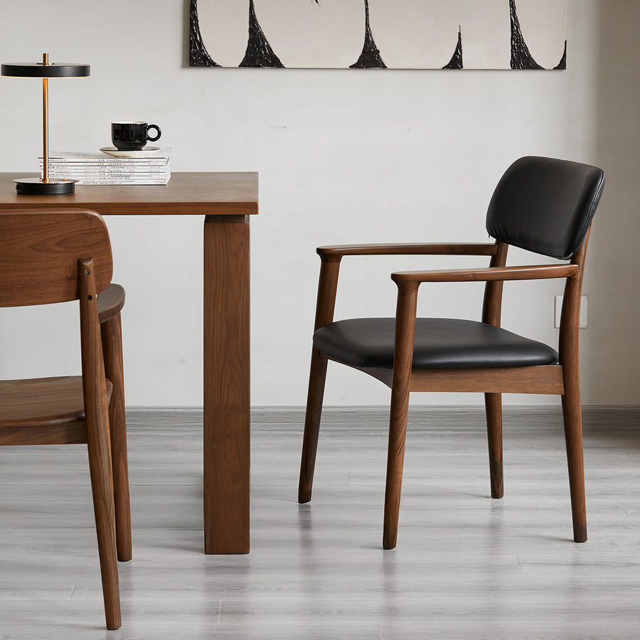 Walnut Scandinavian style wooden armchair