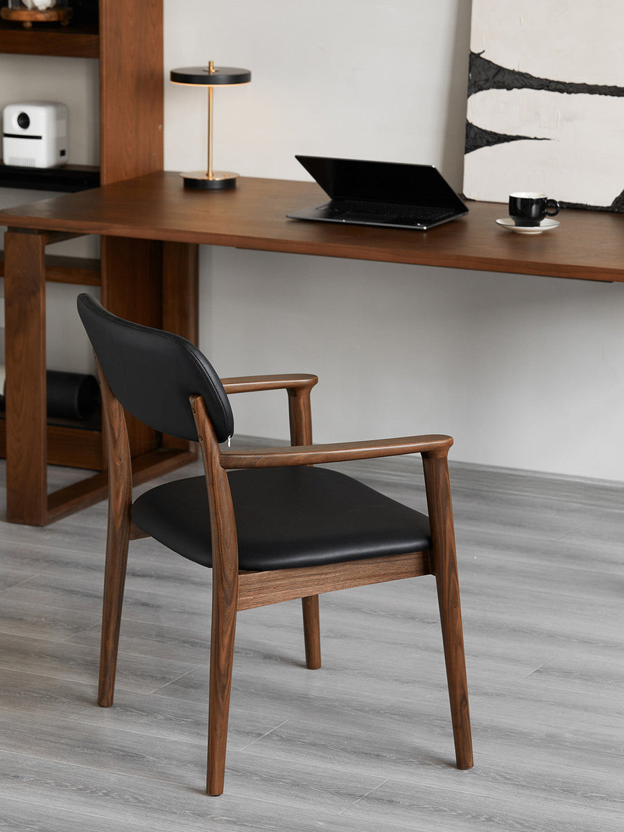 Walnut Scandinavian style wooden armchair
